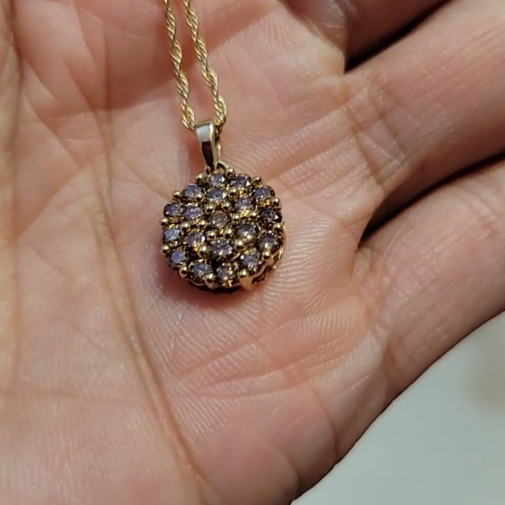 14K Gold Natural Chocolate Diamond Necklace
